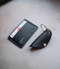 Grove Card Holder & Key Wrap Gift Set - Pebbled Black